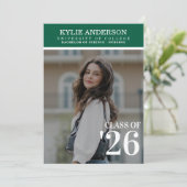 Modern Green College Graduation Senior Photo Kaart (Staand voorkant)