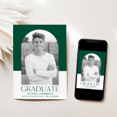 Modern Green Color Block Afstuderen Foto Aankondiging
