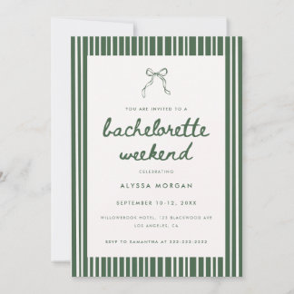 Modern Green Coquette Bow Bachelorette Weekend Kaart