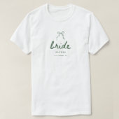 Modern Green Coquette Custom Bride's Name Wedding T-shirt (Design voorkant)