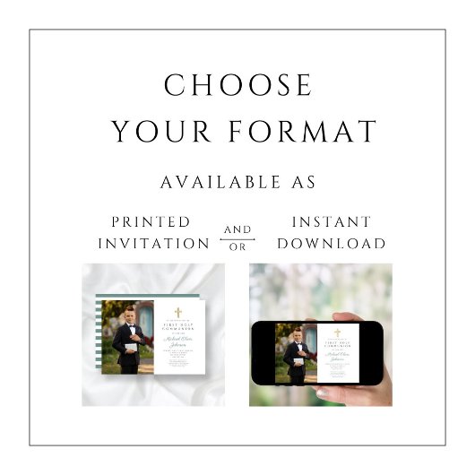 Modern Green Cross Photo Boy First Community Kaart