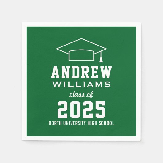 Modern Green Custom 2025 Graduation Party Servetten (Voorkant)