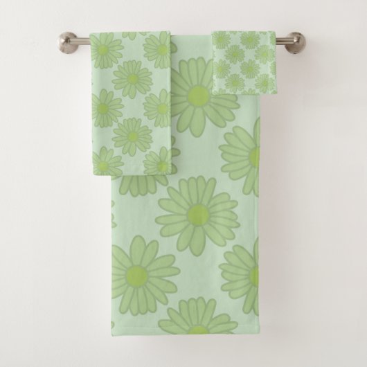 Modern Green Daisies Ditsy Floral Pattern Elegant Bad Handdoek (Insitu)