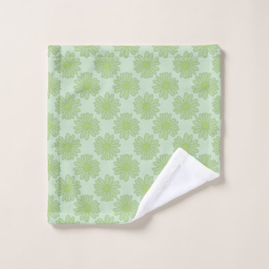 Modern Green Daisies Ditsy Floral Pattern Elegant Bad Handdoek (Wasdoekje)