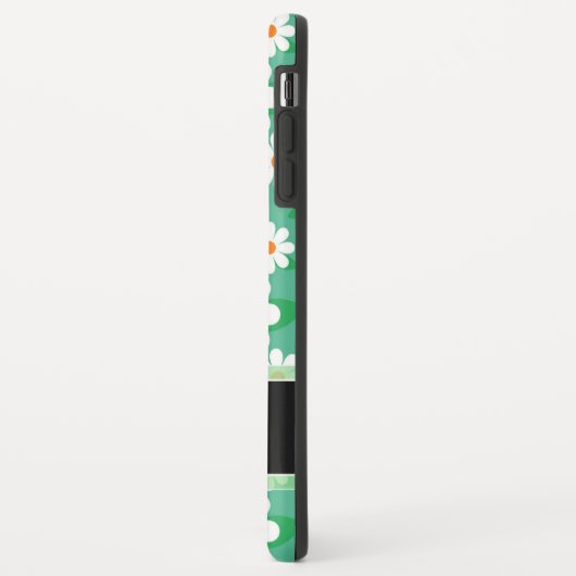 Modern Green Daisy Floral Flowers Monogram Case-Mate iPhone Case (Achterkant/links)