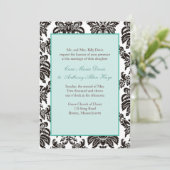 Modern Green Damask Wedding Invitation Kaart (Staand voorkant)