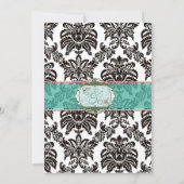 Modern Green Damask Wedding Invitation Kaart (Achterkant)