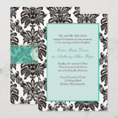 Modern Green Damask Wedding Invitation Kaart (Voorkant / Achterkant)