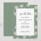 Modern Green Dandelion Save the Date (Voorkant / Achterkant)