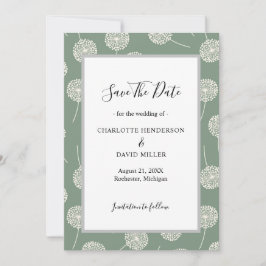Modern Green Dandelion Save the Date