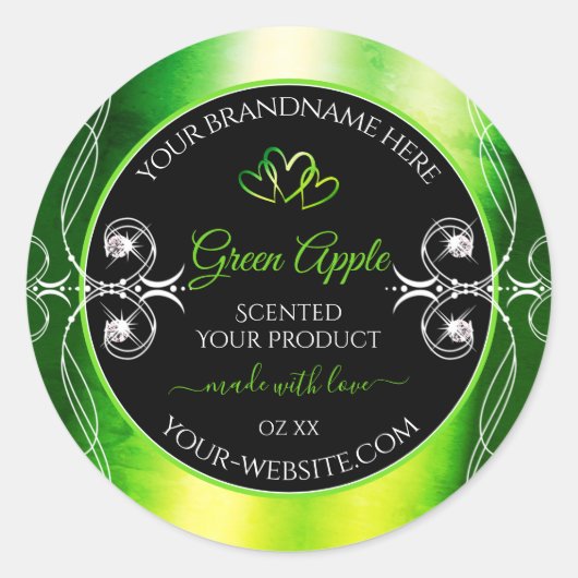 Modern Green Dazzling Product Labels - juwelen zwa (Voorkant)