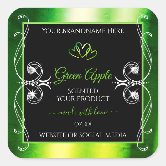 Modern Green Dazzling Product Labels - juwelen zwa (Voorkant)