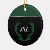 Modern Green Deer Antlers Monogram Keramisch Ornament (Links)