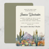 Modern Green Desert Cactus Vrijgezellenfeest Inv Kaart (Voorkant / Achterkant)