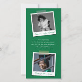 Modern Green Diagonal Stripes Photo Afstuderen Aankondiging (Achterkant)
