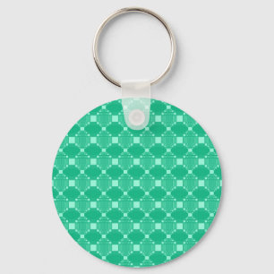 Modern Green Diamond en Squares Pattern Sleutelhanger