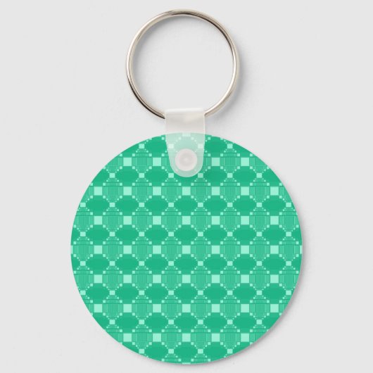 Modern Green Diamond en Squares Pattern Sleutelhanger (Voorkant)