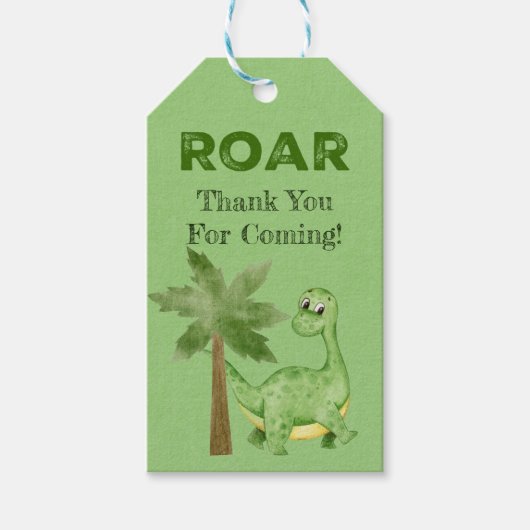 Modern Green Dinosaur Boy Birthday Bedankt Cadeaulabel (Voorkant)