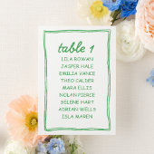Modern Green Doodle Wedding Seating Chart Card Kaart