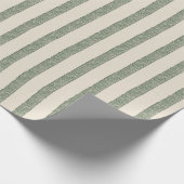 Modern Green Drawn Stripes Cream Wrapping Paper Cadeaupapier (Hoek)