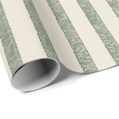 Modern Green Drawn Stripes Cream Wrapping Paper Cadeaupapier (Rol Hoek)