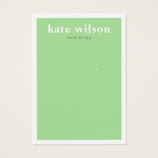 Modern Green Earring Jewelry Display Card Visitekaartje (Voorkant)