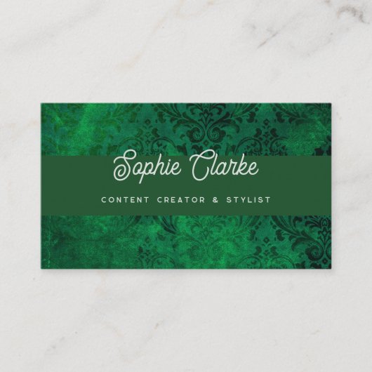 Modern Green | Elegant script met QR-code Visitekaartje (Voorkant)