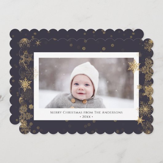 Modern Green Elegant Script Snowflakes Bokeh Feestdagenkaart (Voorkant / Achterkant)