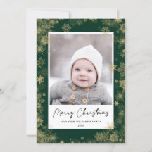 Modern Green Elegant Script Snowflakes Bokeh