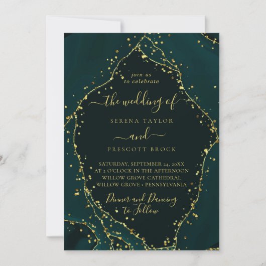 Modern Green Emerald Minimal Calligraphy Wedding I Kaart (Voorkant)