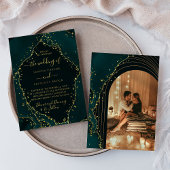 Modern Green Emerald Minimal Calligraphy Wedding I Kaart