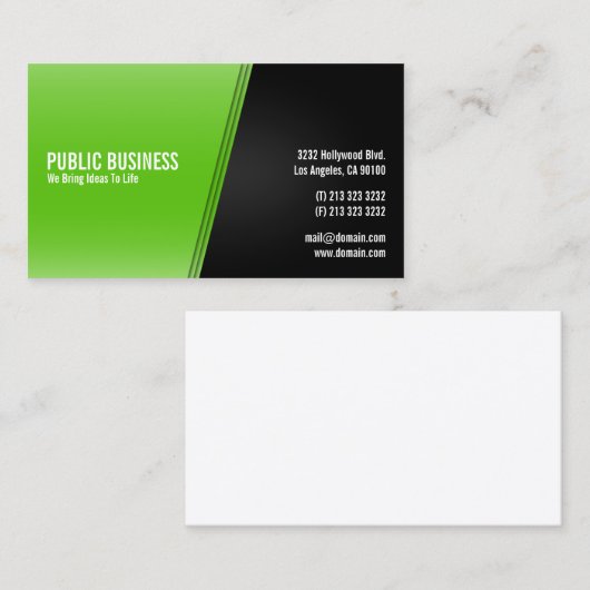 Modern Green en Black Visitekaartje (Voorkant / Achterkant)