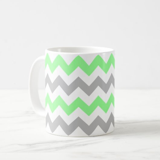 Modern Green en Gray Chevron Pattern Koffiemok (Voorkant links)