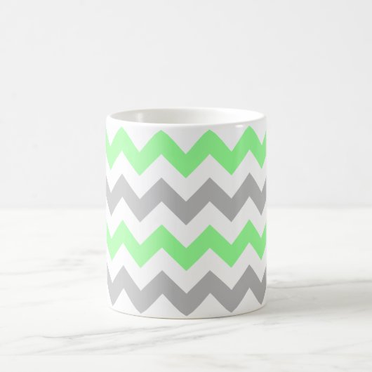 Modern Green en Gray Chevron Pattern Koffiemok (Center)