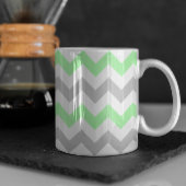 Modern Green en Gray Chevron Pattern Koffiemok