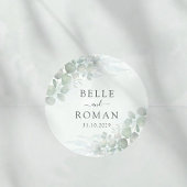 Modern Green Eucalyptus Watercolor Wedding Ronde Sticker