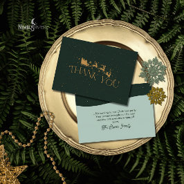 Modern Green Faux Gold Christmas Thank You Card Bedankkaart