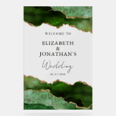 Modern Green Faux Gold Wedding Welkom Acryl Bord (Voorkant)