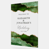 Modern Green Faux Gold Wedding Welkom Acryl Bord (Hoek)