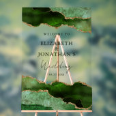 Modern Green Faux Gold Wedding Welkom Acryl Bord (Neutraal)