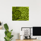 Modern Green Fern-Frond Curls Poster (Thuiskantoor)