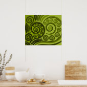 Modern Green Fern-Frond Curls Poster (Keuken)