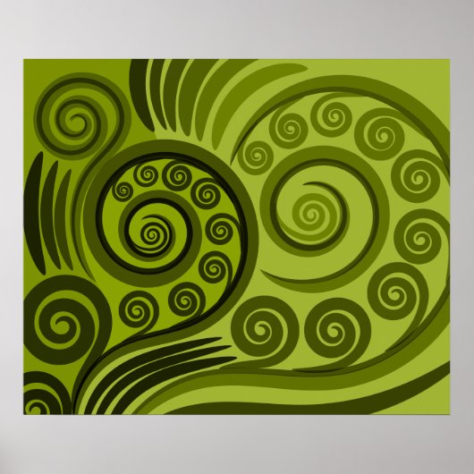 Modern Green Fern-Frond Curls Poster (Voorkant)
