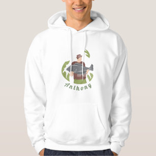 Modern Green Fisherman Illustratie Vist naam Hoodie