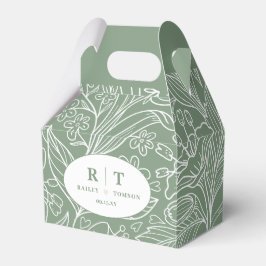 Modern Green Floral Monogram Dank je huwelijk Bedankdoosjes