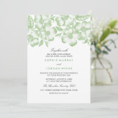 Modern Green Floral Wedding Invitation Kaart (Staand voorkant)