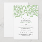 Modern Green Floral Wedding Invitation Kaart (Voorkant / Achterkant)