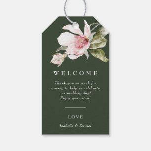 Modern Green Floral Wedding Welcome Bag Label Cadeaulabel