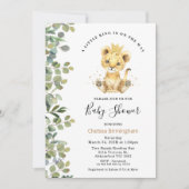 Modern Green Foliag Baby Lion Baby shower Kaart (Voorkant)