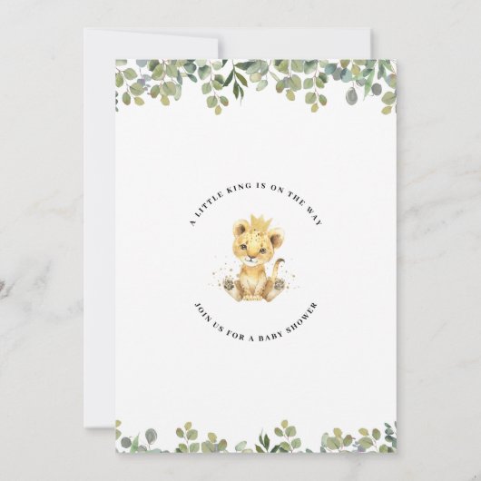 Modern Green Foliag Baby Lion Baby shower Kaart (Achterkant)